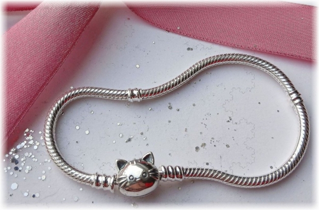Schlangenarmband 925er Sterling Silber 21 cm Kätzchen Verschluss 