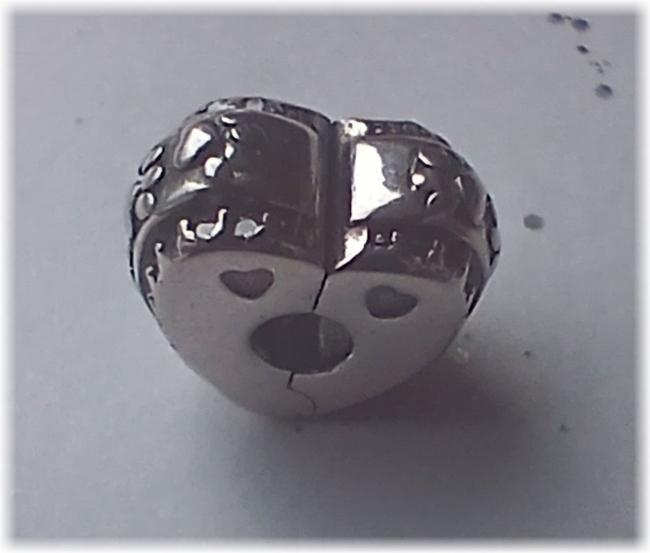 Herzform Charm Clip Stopper 925er Sterling Silber Herzperle mit Pfötchen und Zirkonia 
