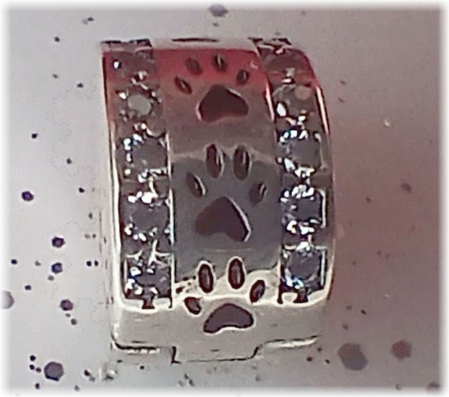 Charm Clip Stopper 925er Sterling Silber Lieblings Pfötchen mit Zirkonia 