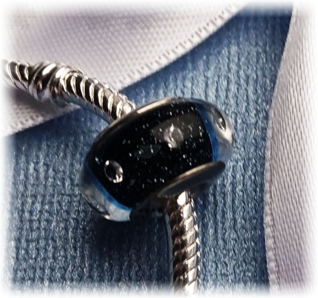 Murano Glas Charm mit Zirkonia 925er Sterling Silber Bubbles in Ocean Blue 