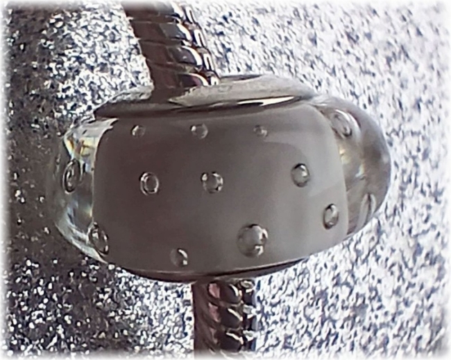 Murano Glas Charm mit Zirkonia 925er Sterling Silber Bubbles in Weiß 
