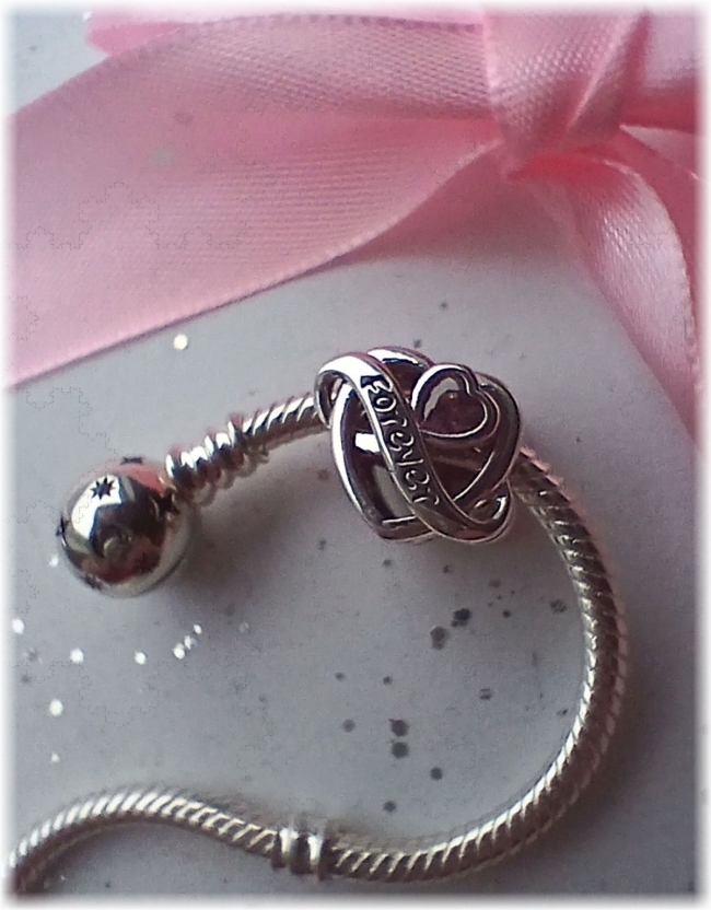 Charm Herzperle 925er Sterling Silber mit Zirkonia Forever Love Rosa 