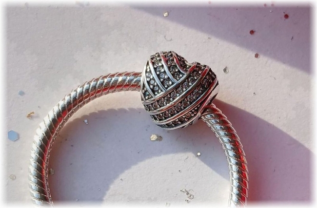 Charm 925er Sterling Silber Herzperle Pavé Perle mit Zirkonia 