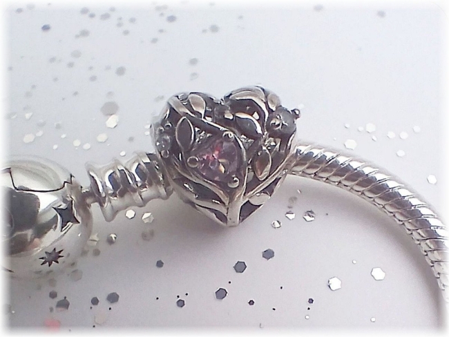 Charm 925er Sterling Silber Lebensbaum mit rosa Herzperle und Zirkonia 