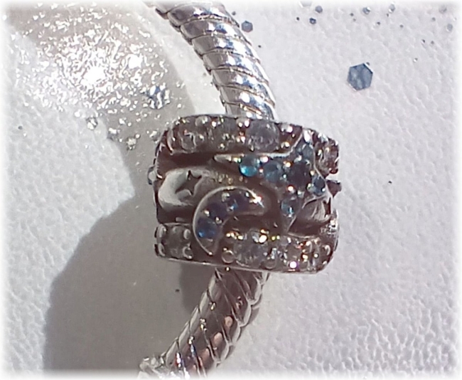 Charm 925er Sterling Silber mit Zirkonia glitzernde Himmelstraße Blau