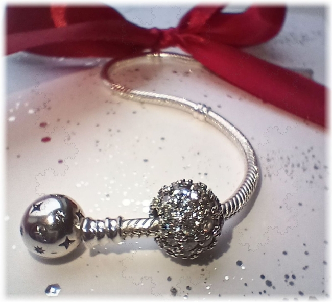 Charm 925er Sterling Silber Pavé Perle Kugel komplett Zirkonia 